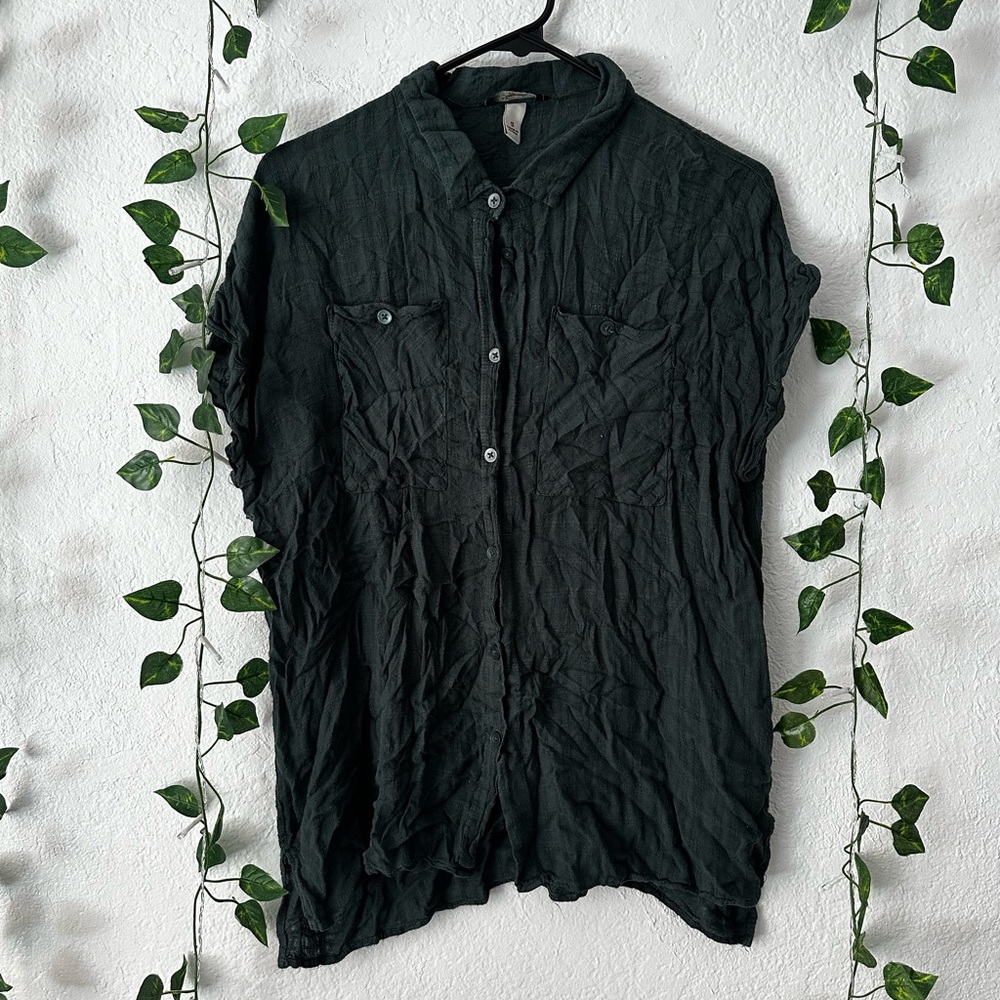 Dark green button down
